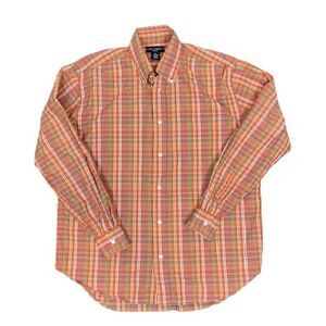 Ivy Crew Men's Button Down Shirt Orange Plaid Multicolor Size Medium